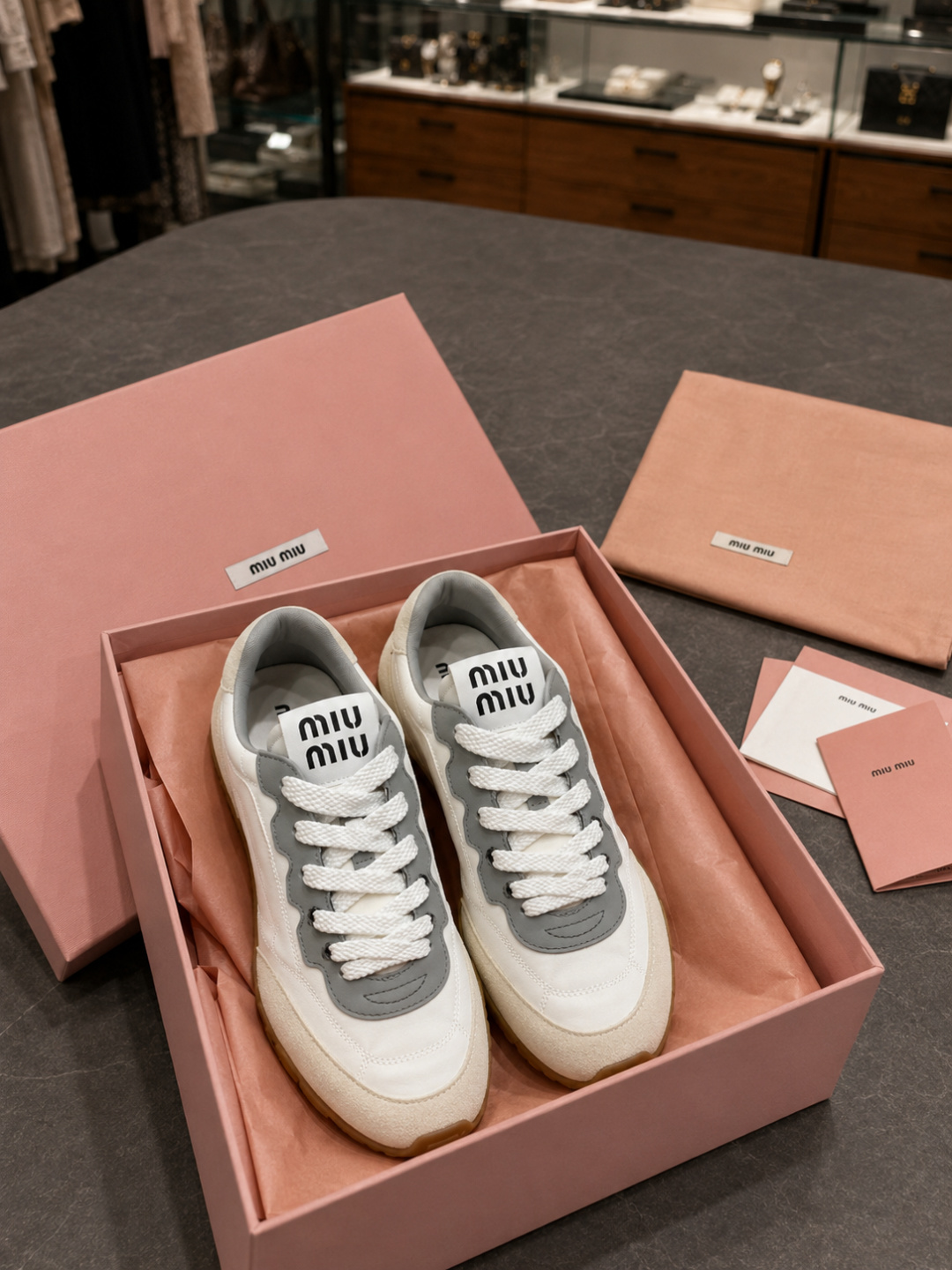 Miu Miu Leather & Suede Low-Top Sneakers