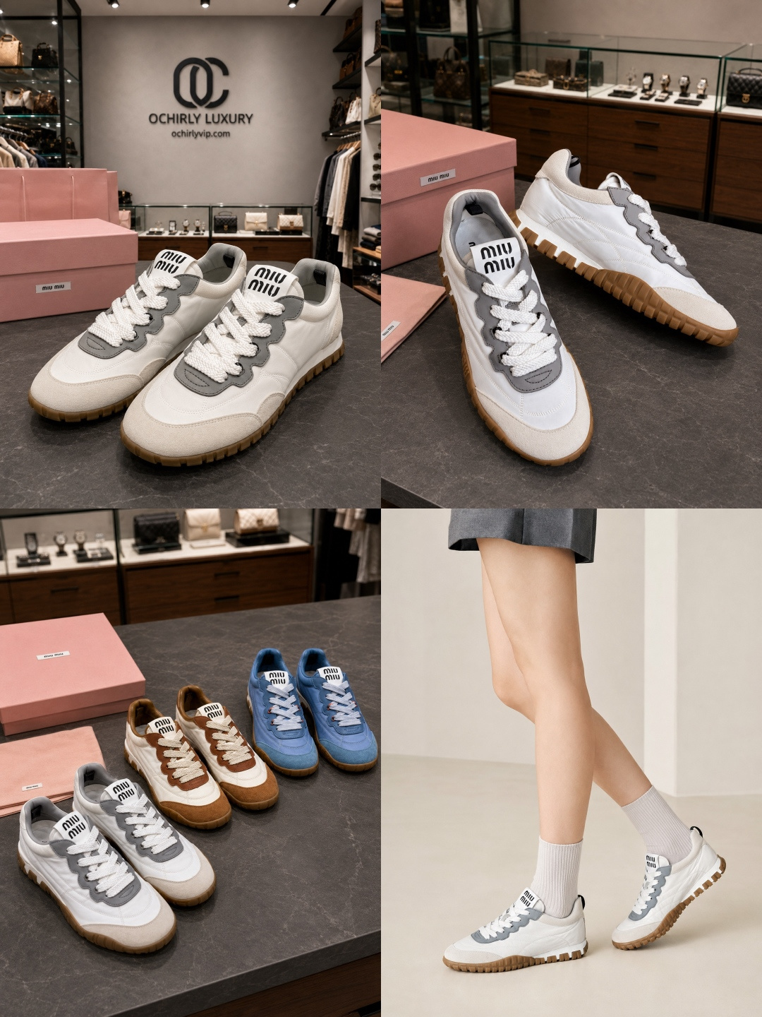 Miu Miu Leather & Suede Low-Top Sneakers
