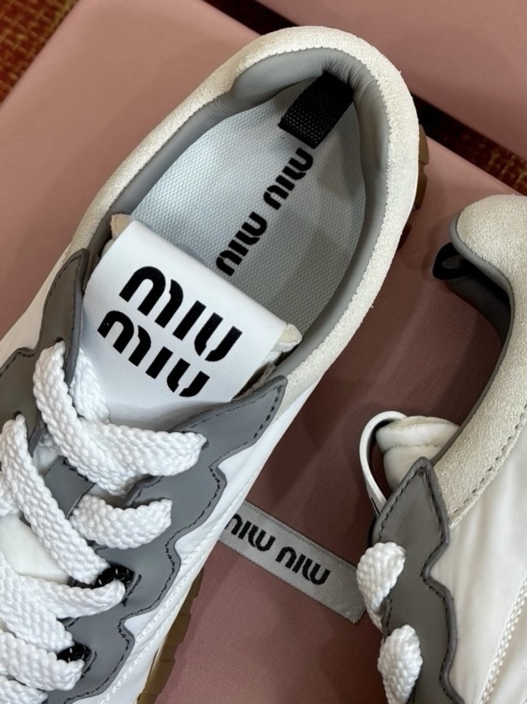 Miu Miu Leather & Suede Low-Top Sneakers