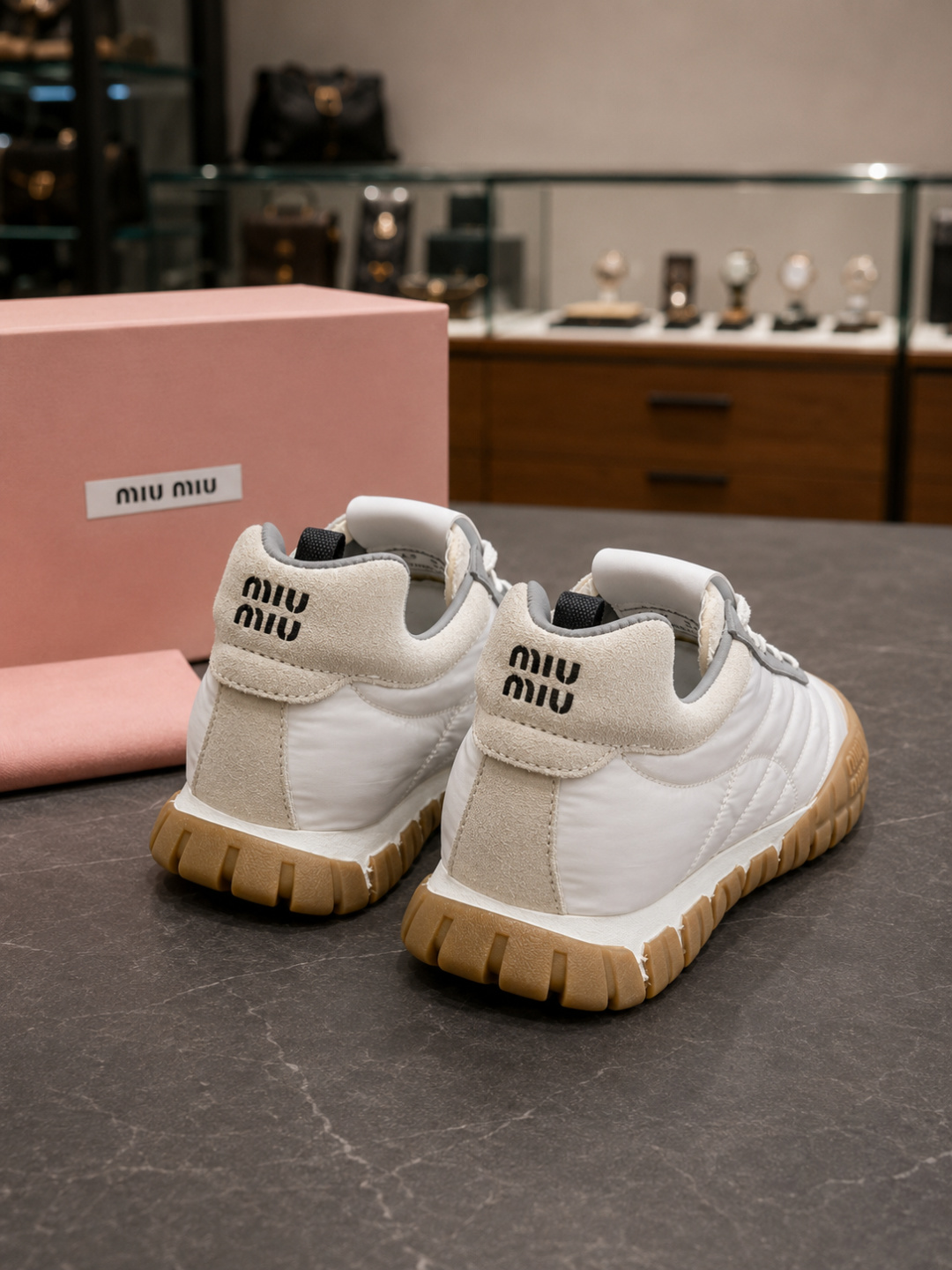 Miu Miu Leather & Suede Low-Top Sneakers