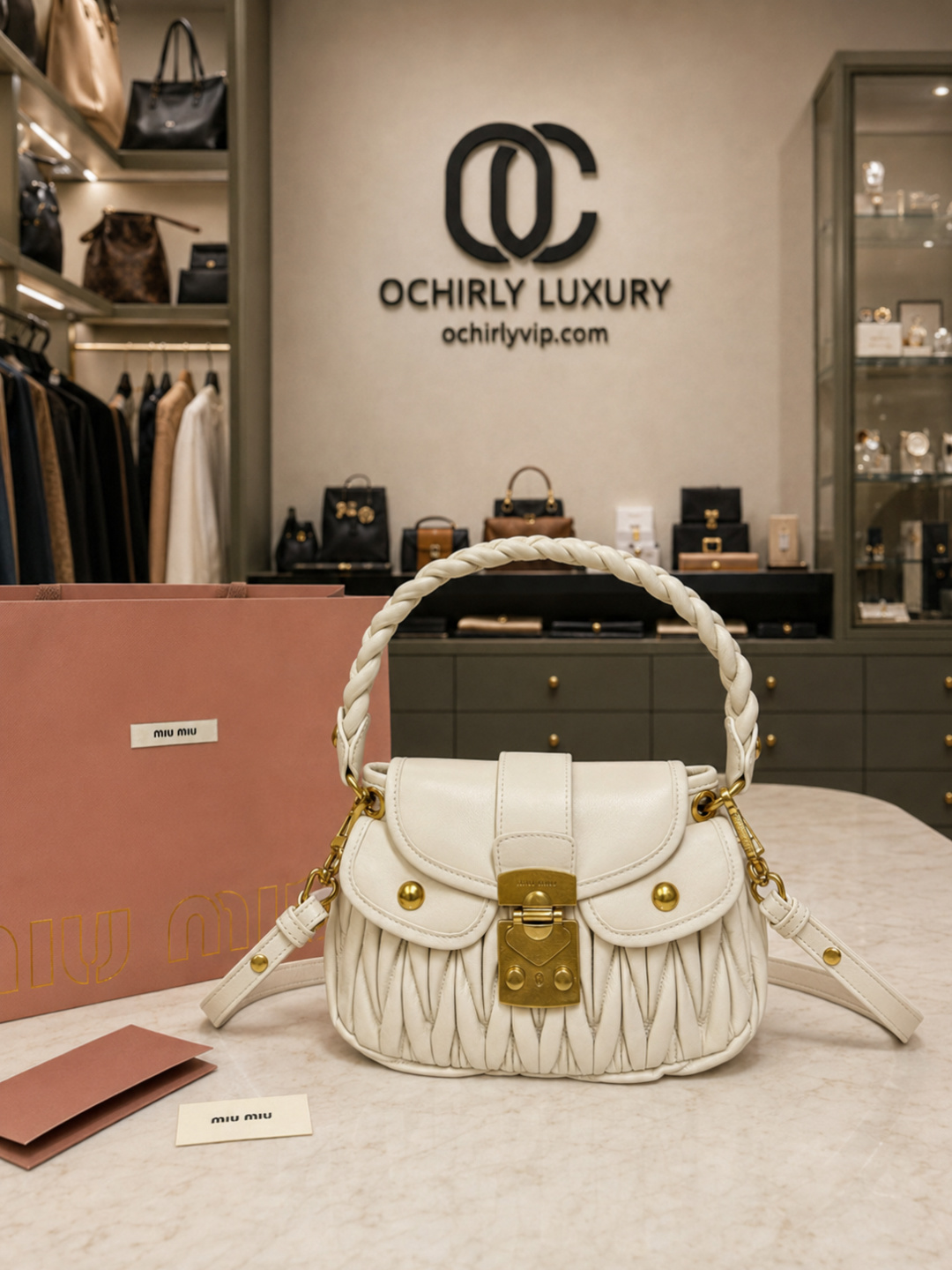 Miu Miu Matelassé Leather Top Handle Shoulder bag