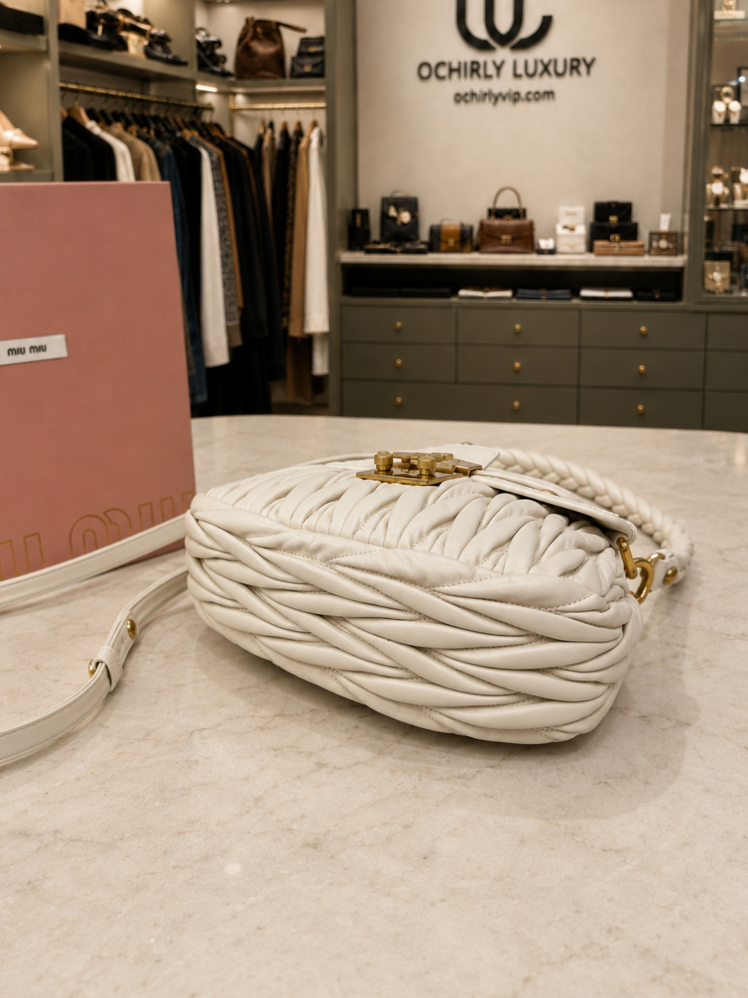 Miu Miu Matelassé Leather Top Handle Shoulder bag