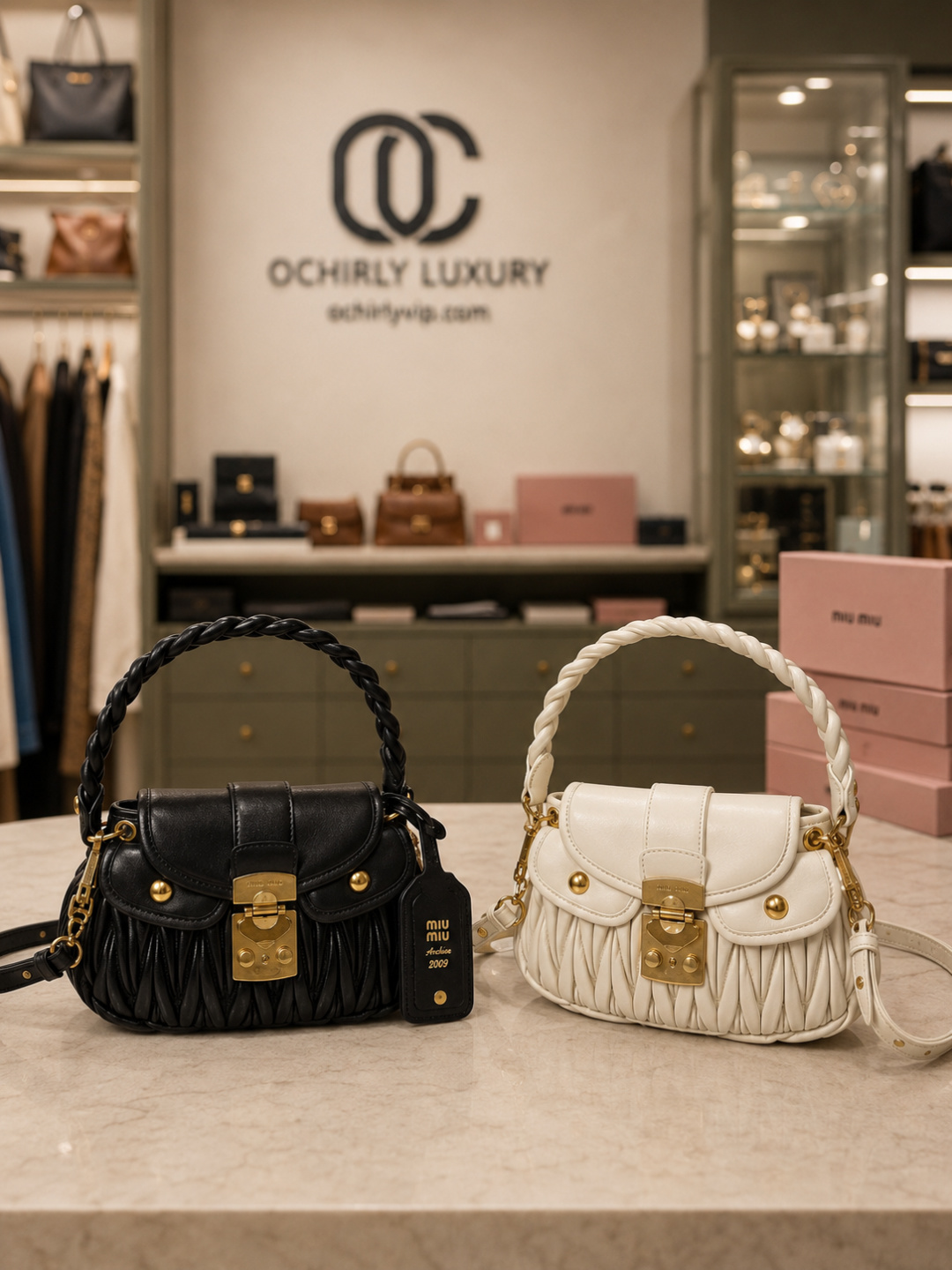Miu Miu Matelassé Leather Top Handle Shoulder bag