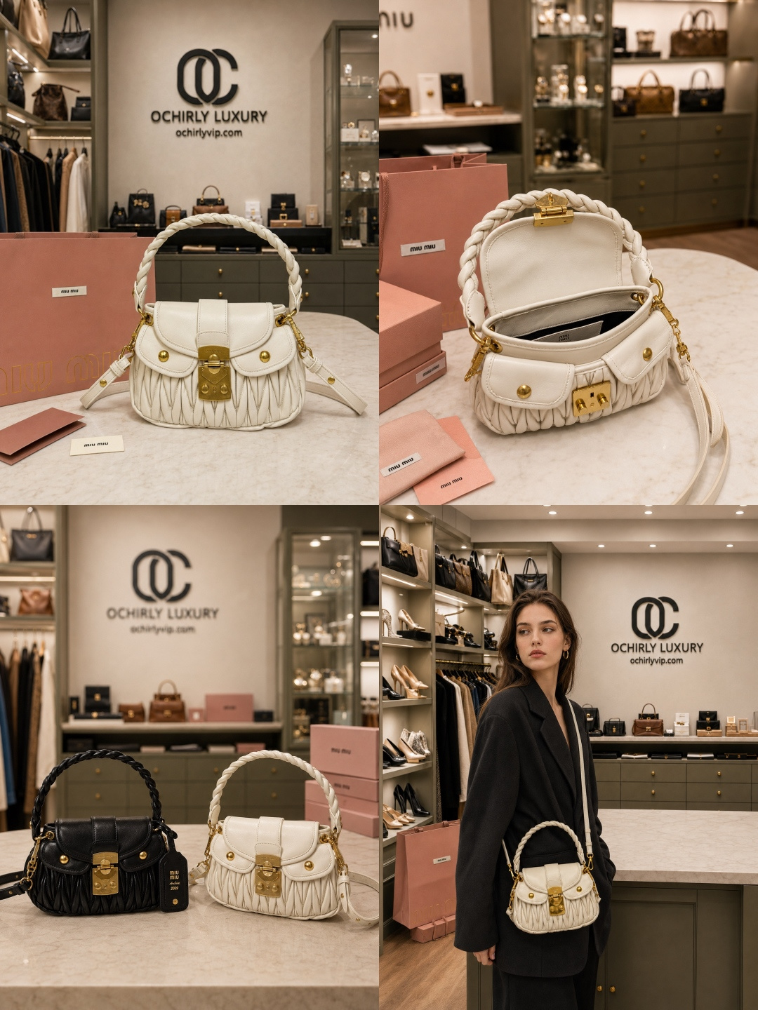 Miu Miu Matelassé Leather Top Handle Shoulder bag