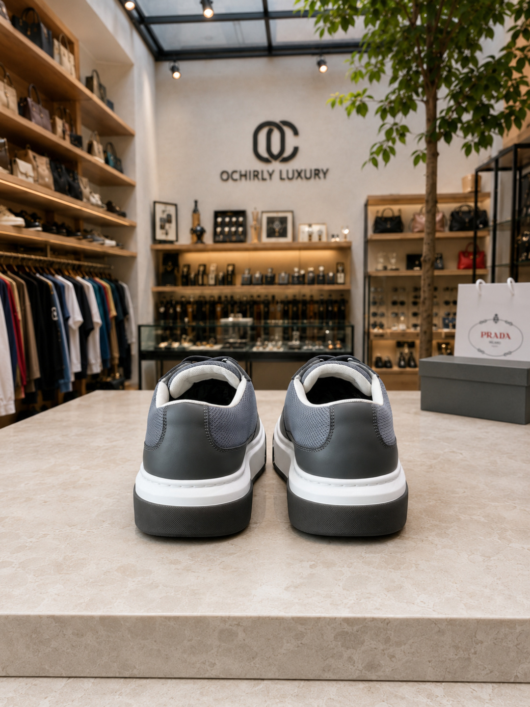 Prada Mesh Triangle Logo Platform Sneakers