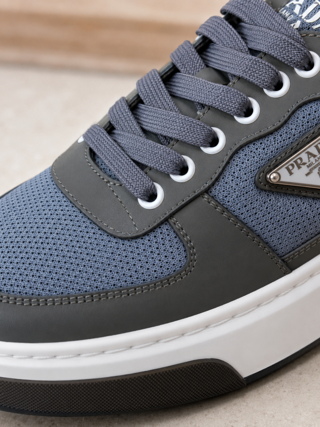 Prada Mesh Triangle Logo Platform Sneakers