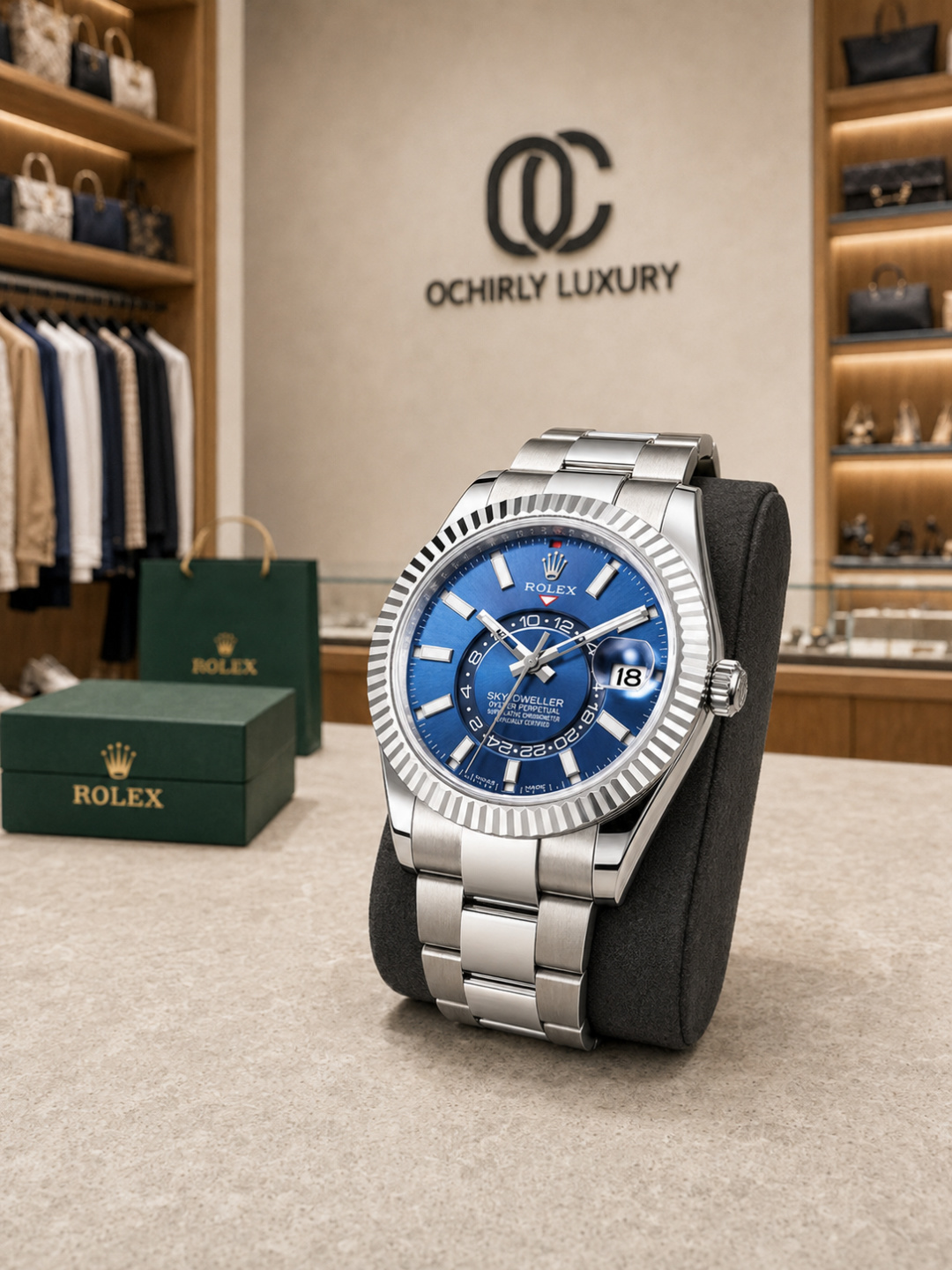 Rolex Sky-Dweller Blue Dial Oyster Bracelet Watch