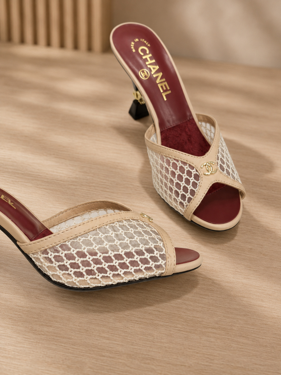 Chanel Mesh High Heel Slide Mules