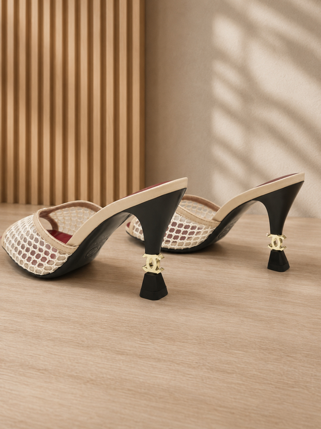 Chanel Mesh High Heel Slide Mules