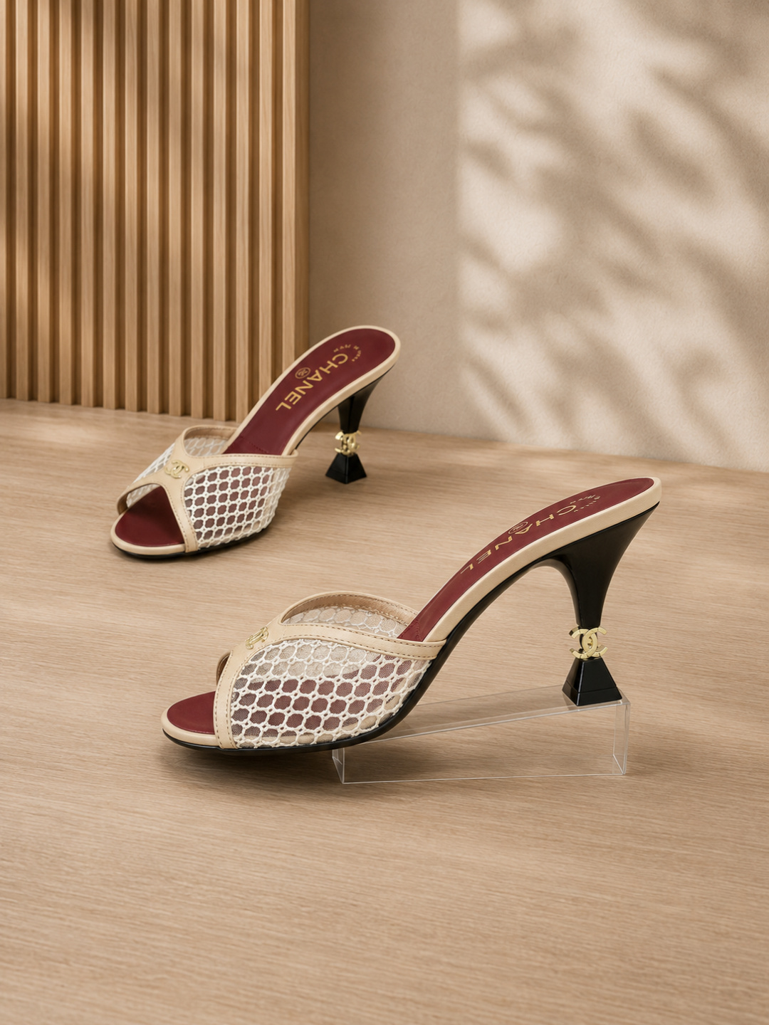 Chanel Mesh High Heel Slide Mules