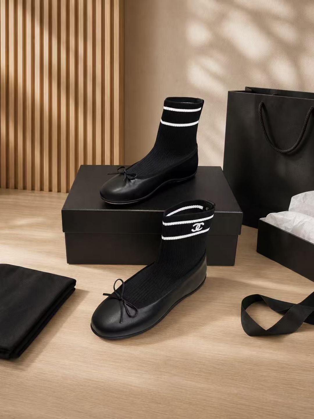 Chanel Sock-style Ballet Flats