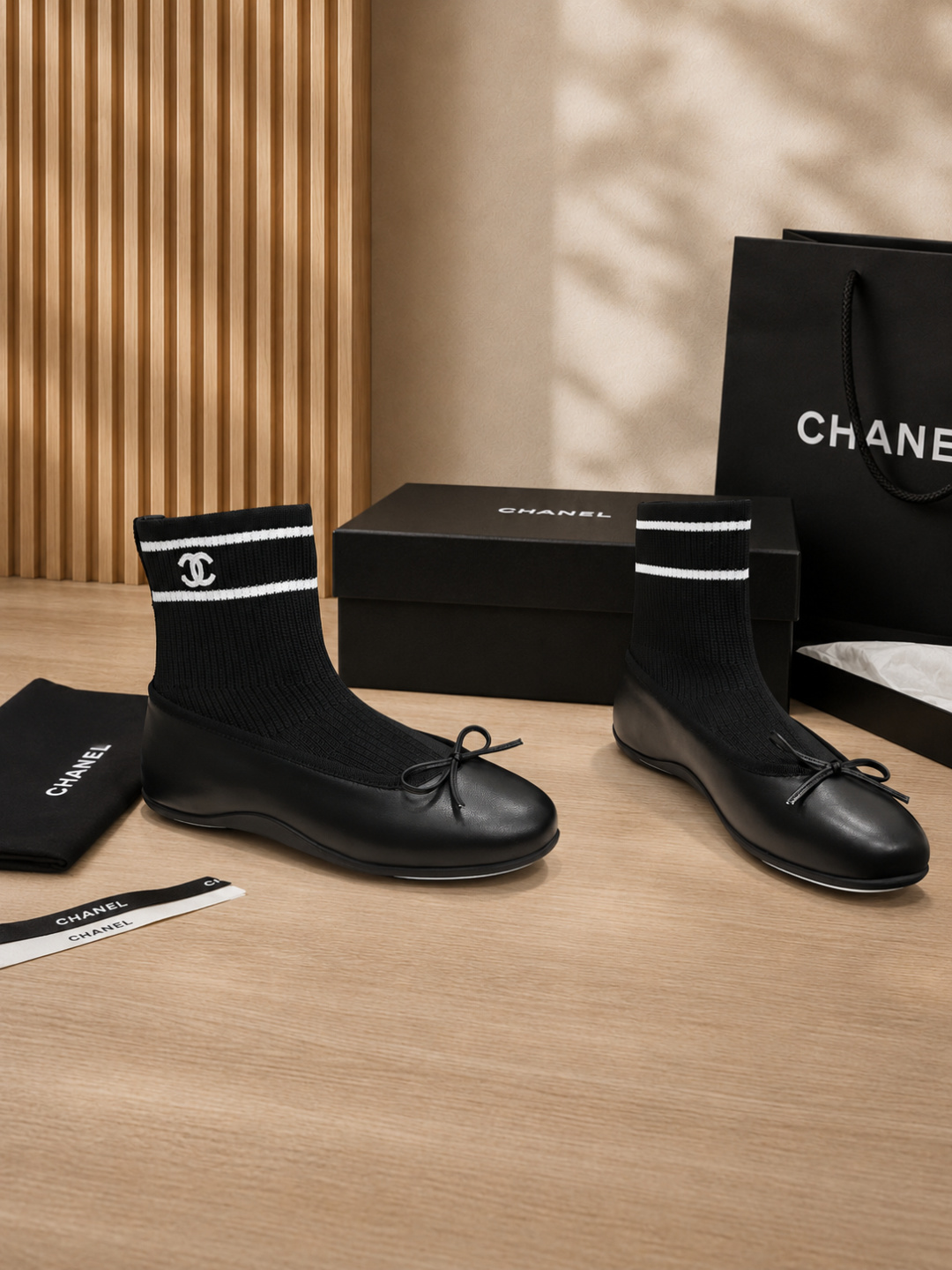 Chanel Sock-style Ballet Flats