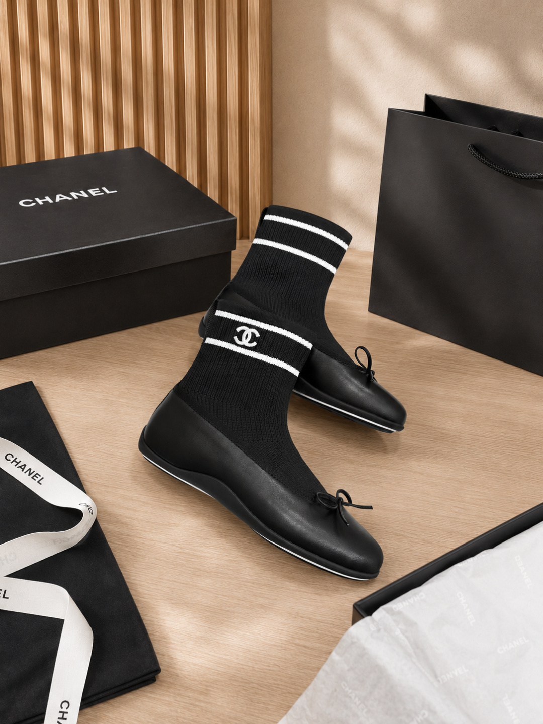 Chanel Sock-style Ballet Flats