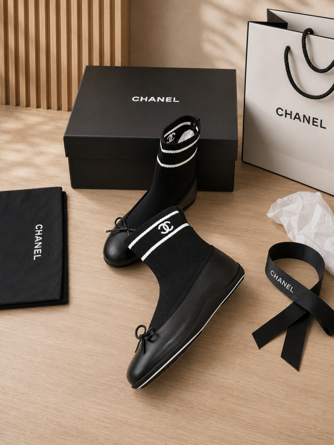 Chanel Sock-style Ballet Flats