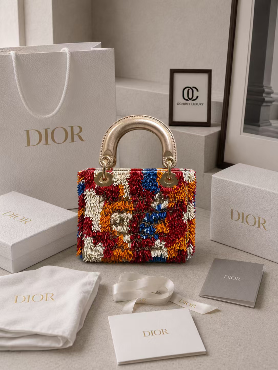 Dior Mini Lady Dior Beaded Handbag