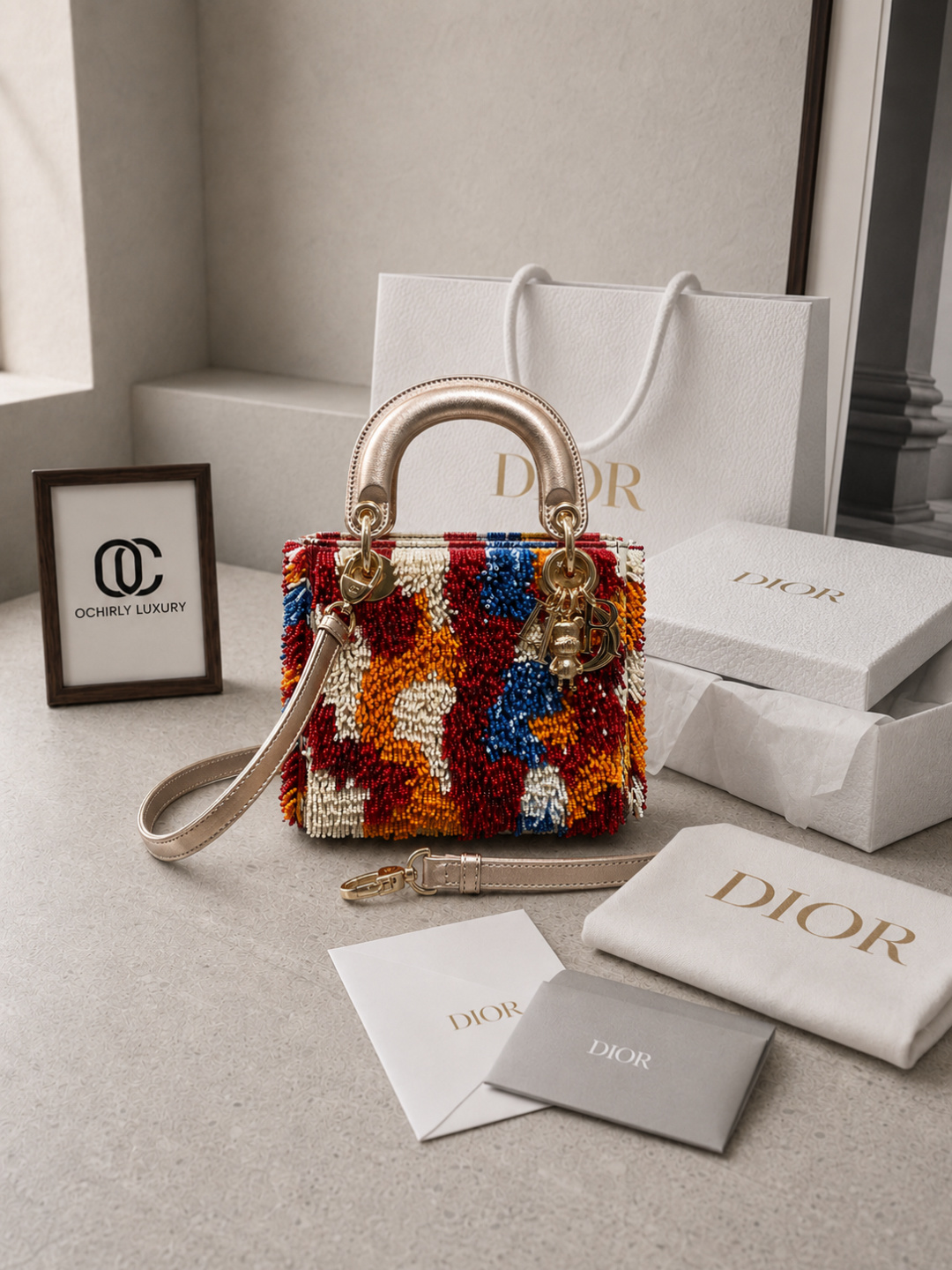 Dior Mini Lady Dior Beaded Handbag