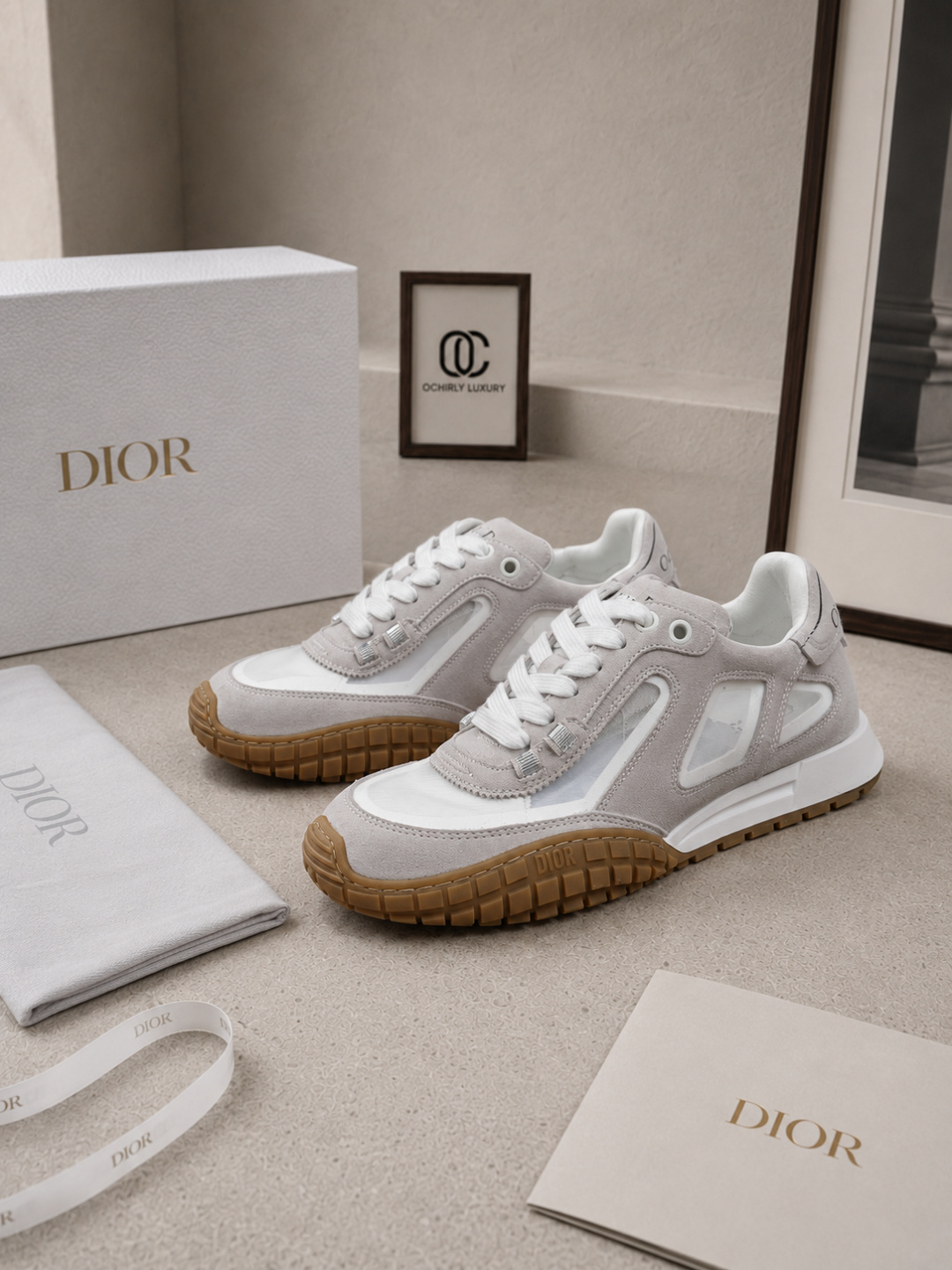 Dior Mesh Suede Low-top Sneakers