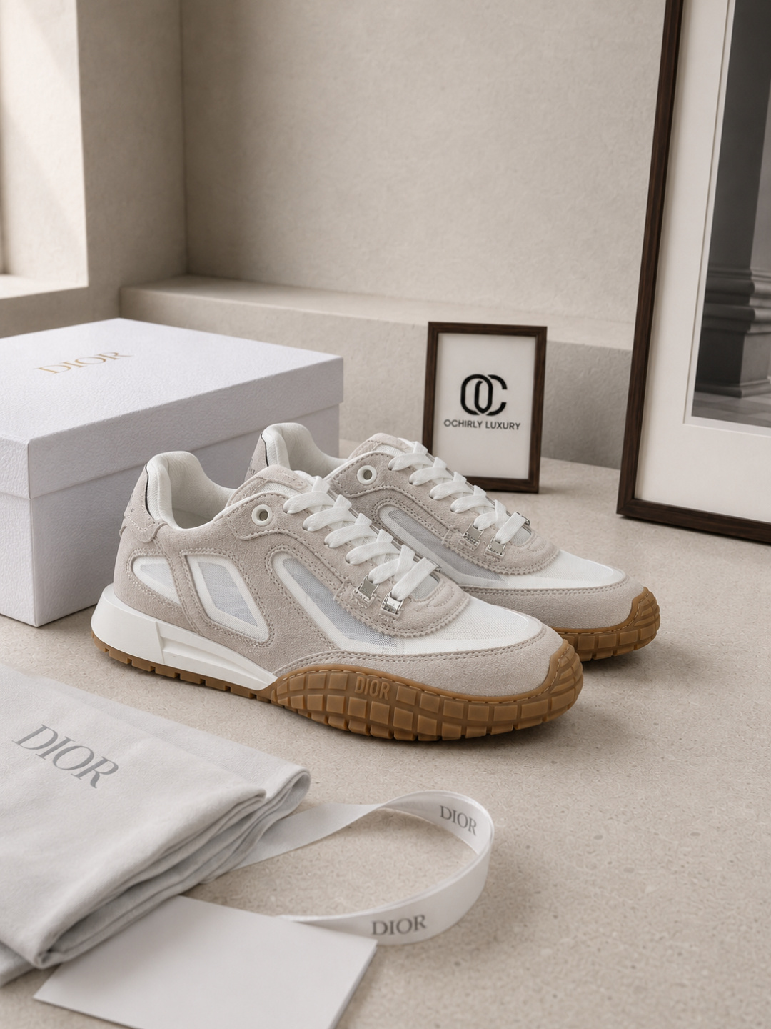 Dior Mesh Suede Low-top Sneakers