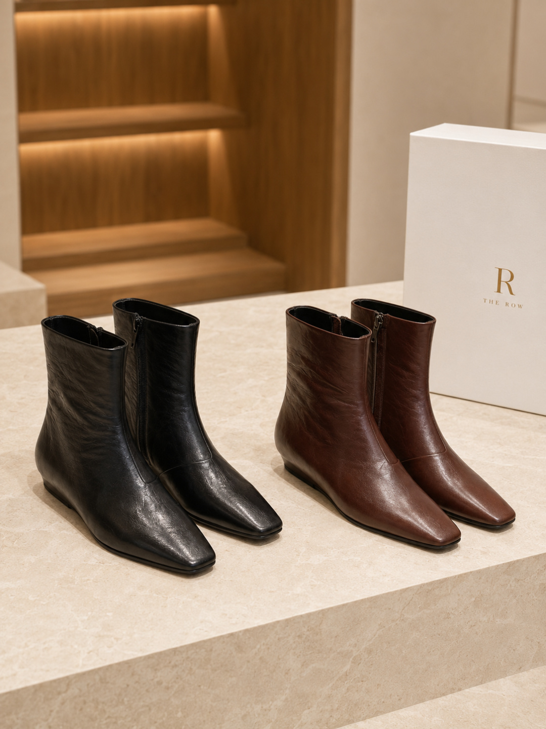 The Row Leather Side-zip Ankle Boots