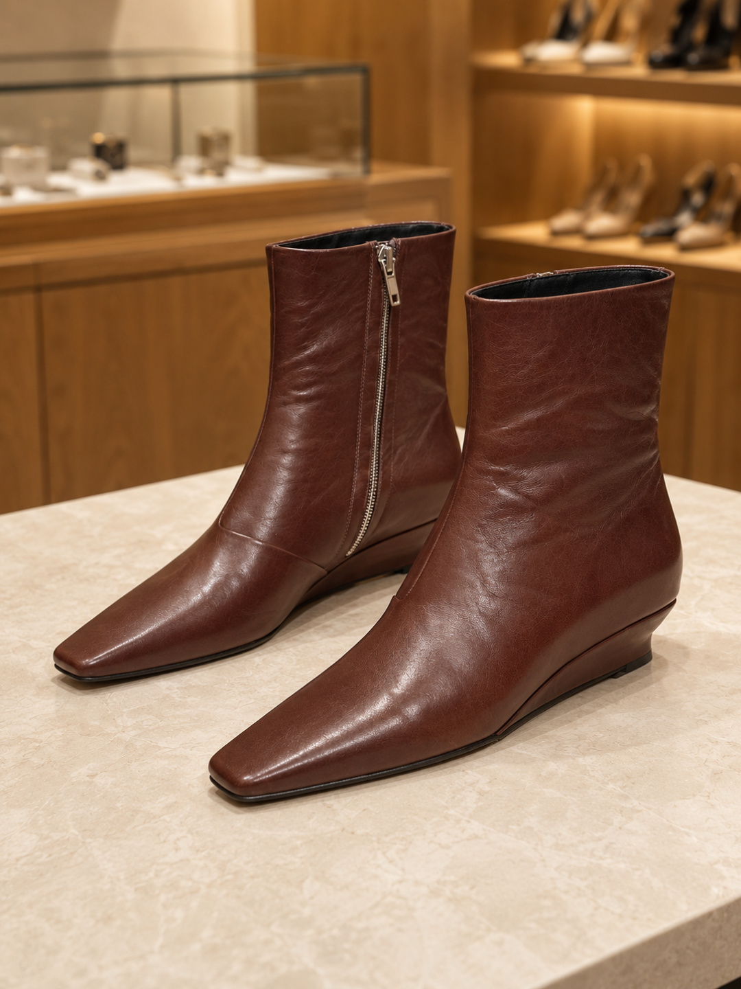 The Row Leather Side-zip Ankle Boots