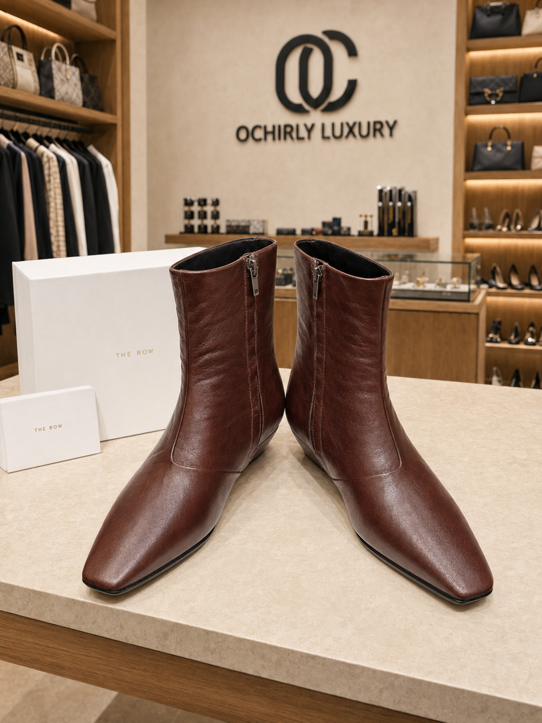 The Row Leather Side-zip Ankle Boots