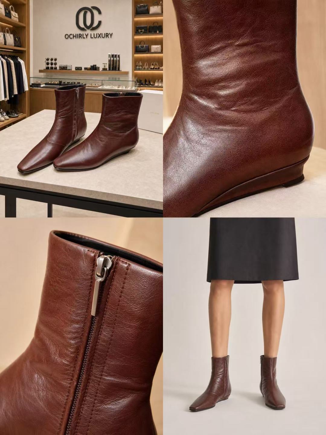 The Row Leather Side-zip Ankle Boots