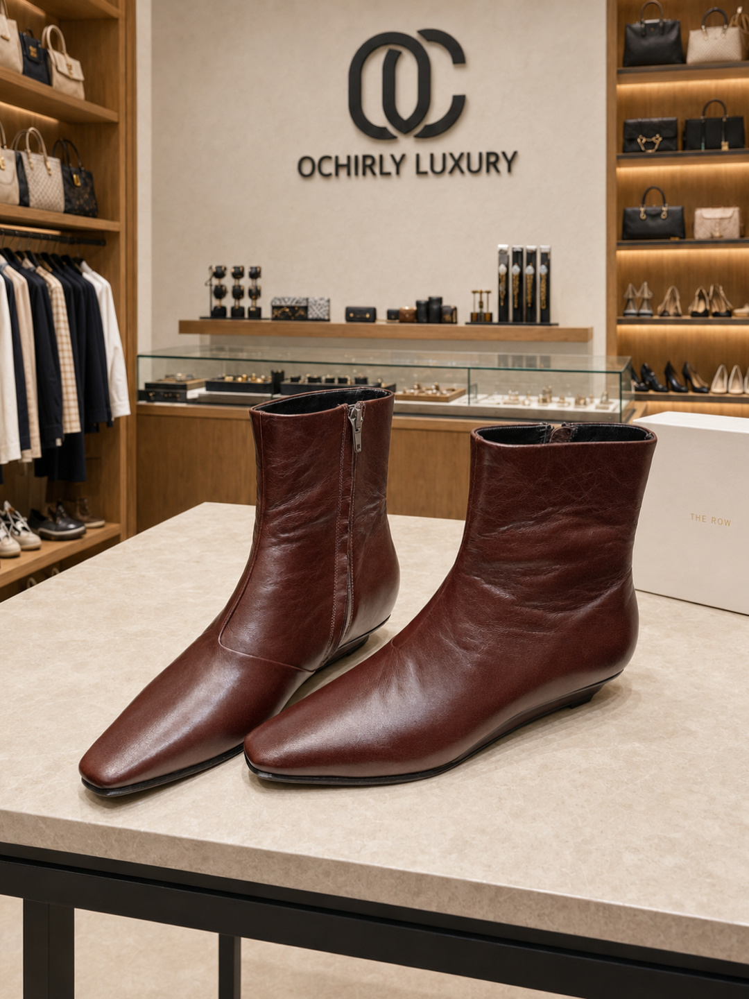 The Row Leather Side-zip Ankle Boots