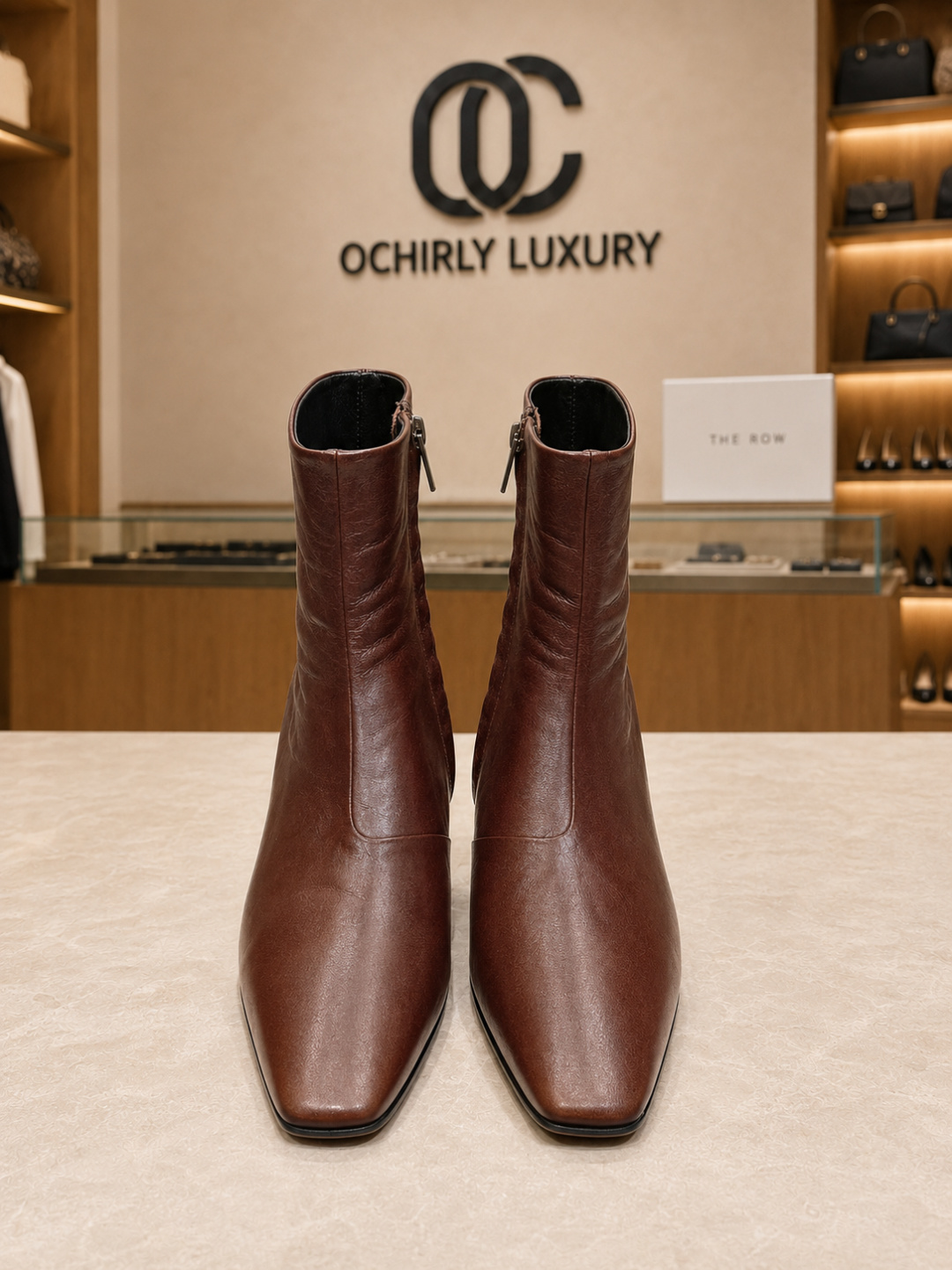 The Row Leather Side-zip Ankle Boots