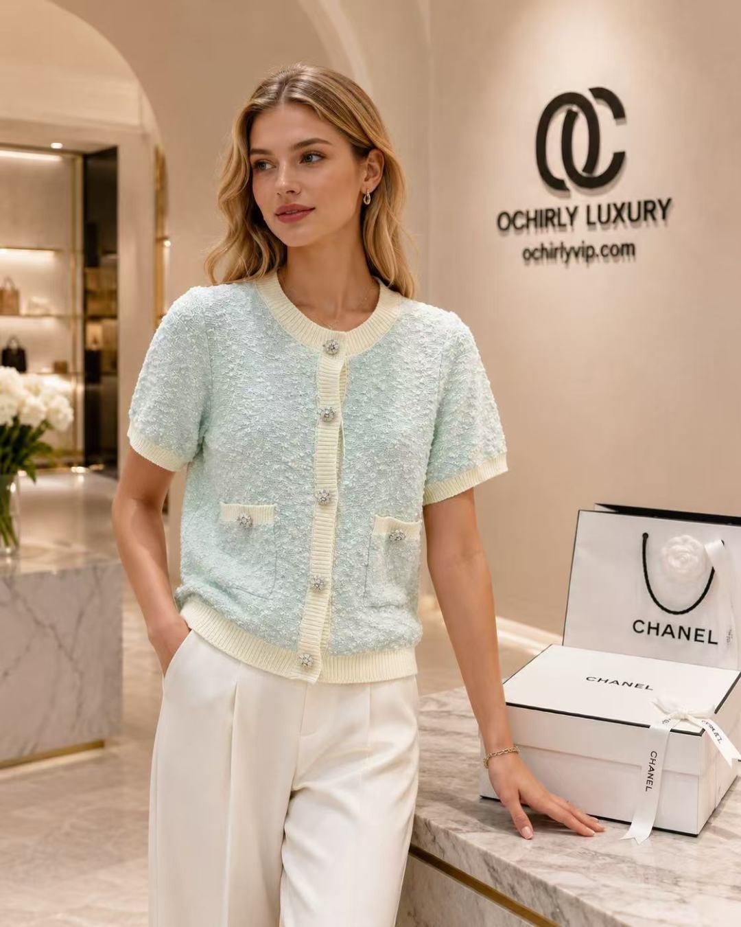 Chanel Short Sleeve Knit Cardigan