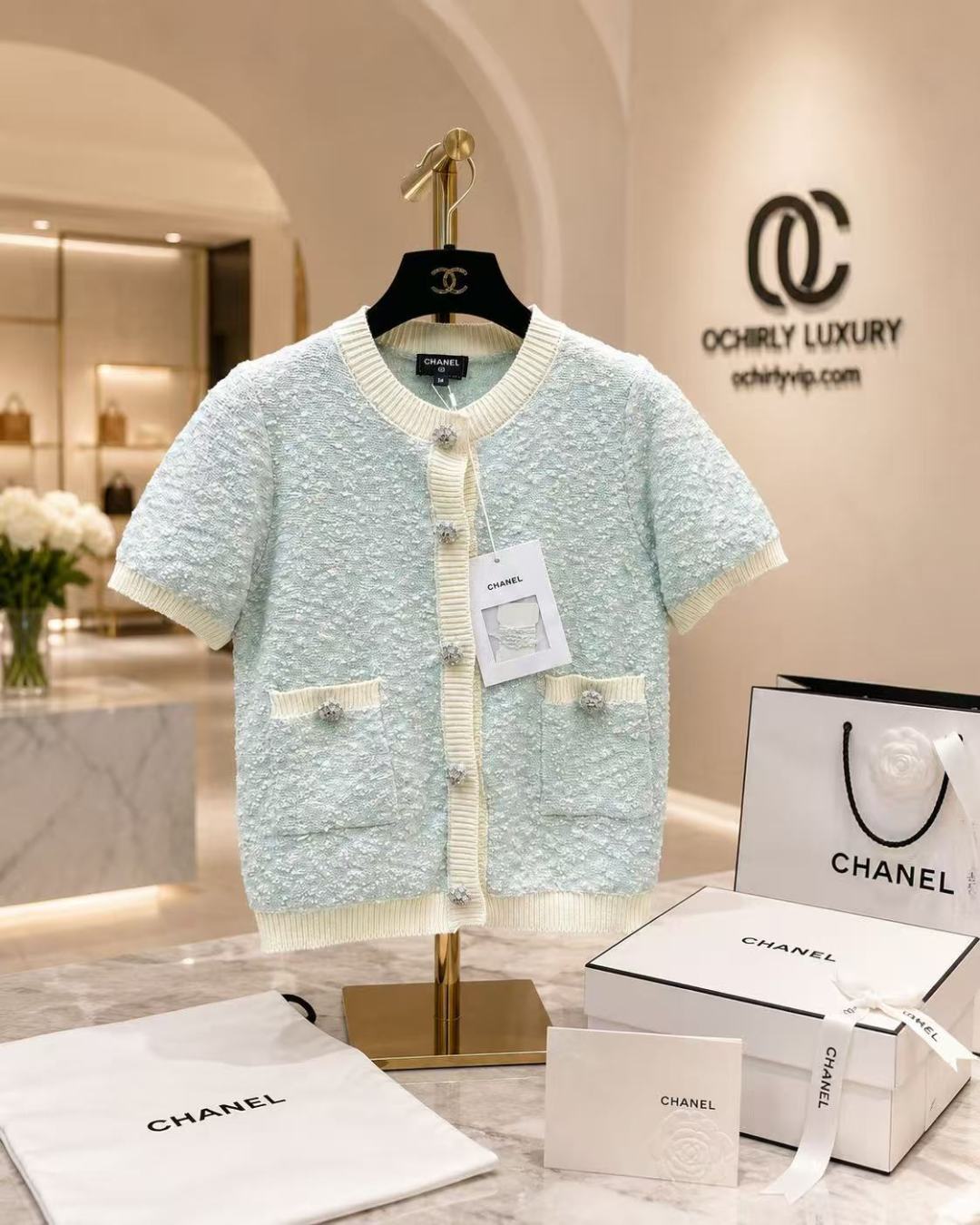 Chanel Short Sleeve Knit Cardigan