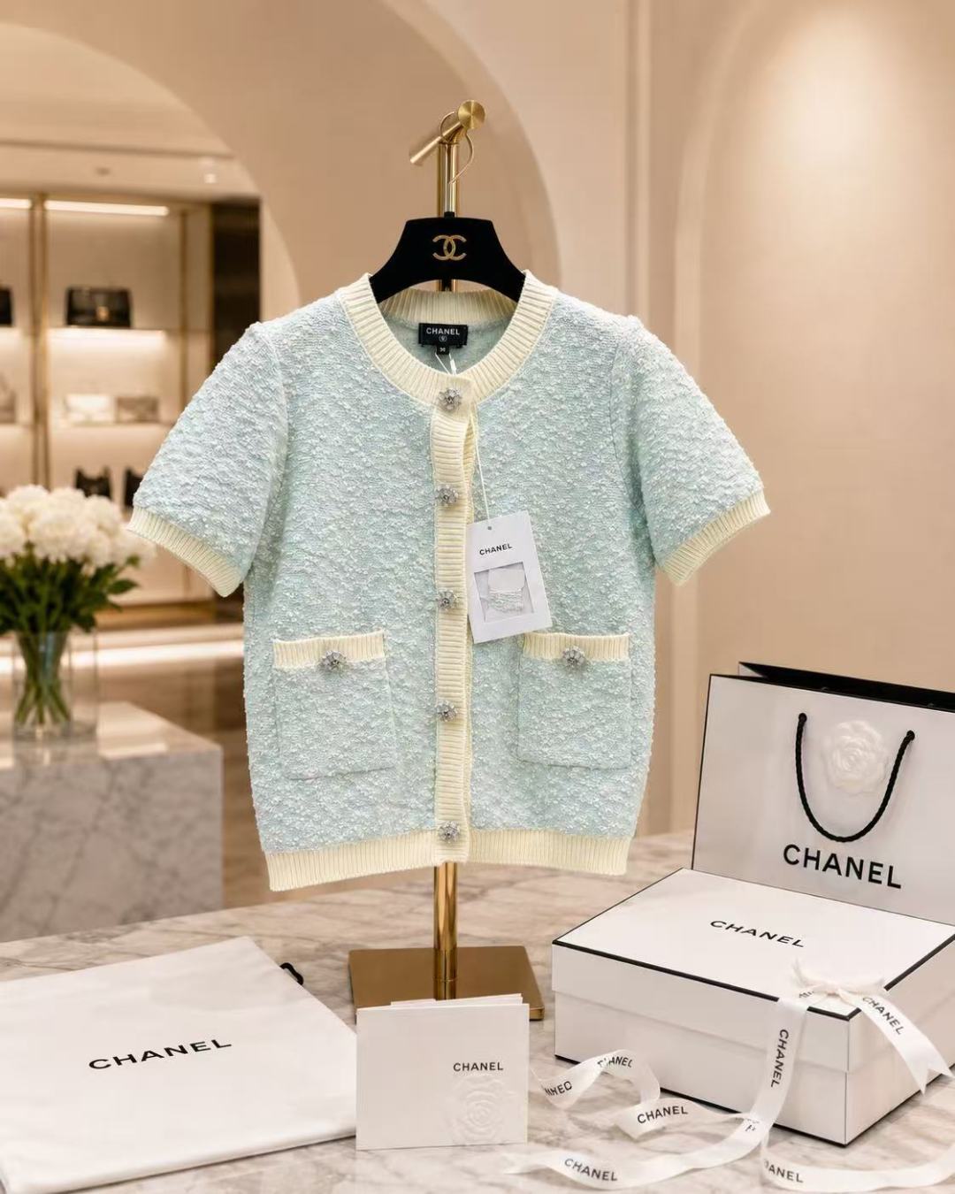 Chanel Short Sleeve Knit Cardigan
