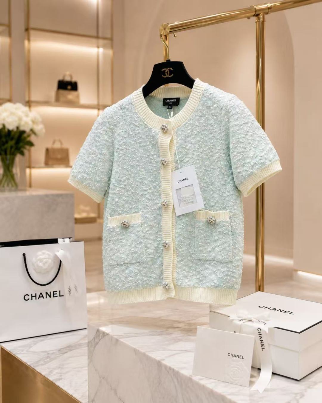 Chanel Short Sleeve Knit Cardigan