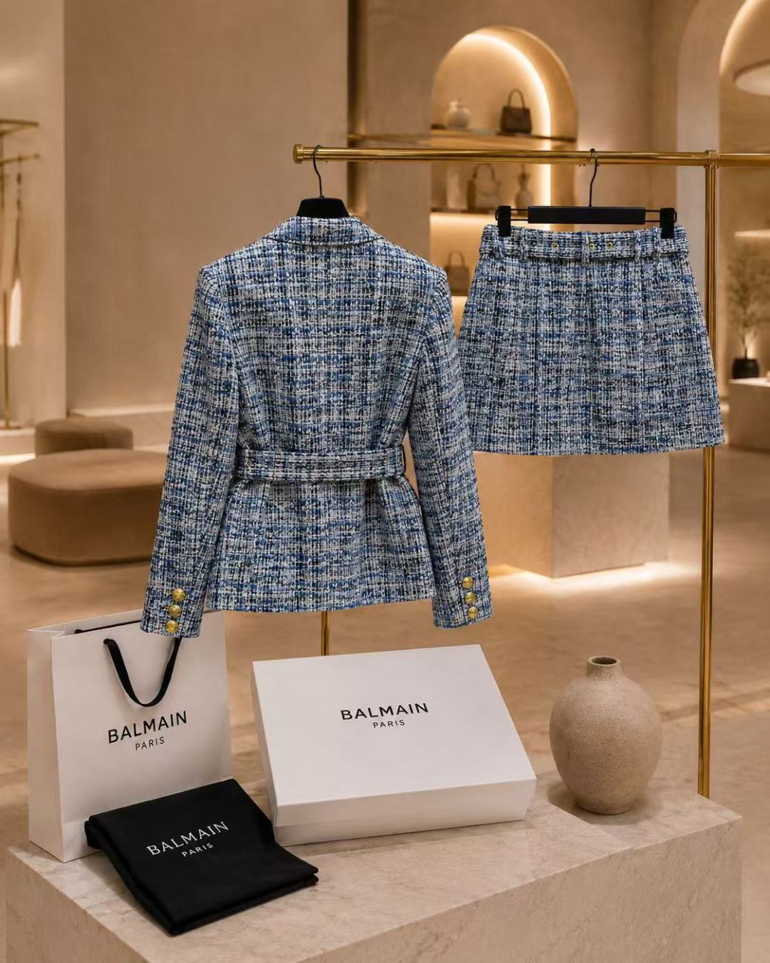 Balmain Tweed Jacket & Mini Skirt Set