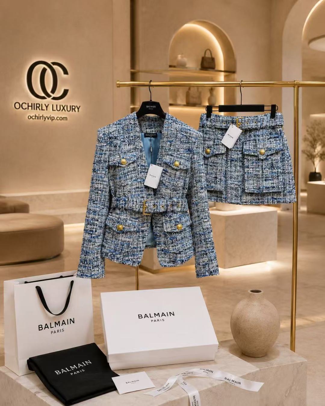 Balmain Tweed Jacket & Mini Skirt Set