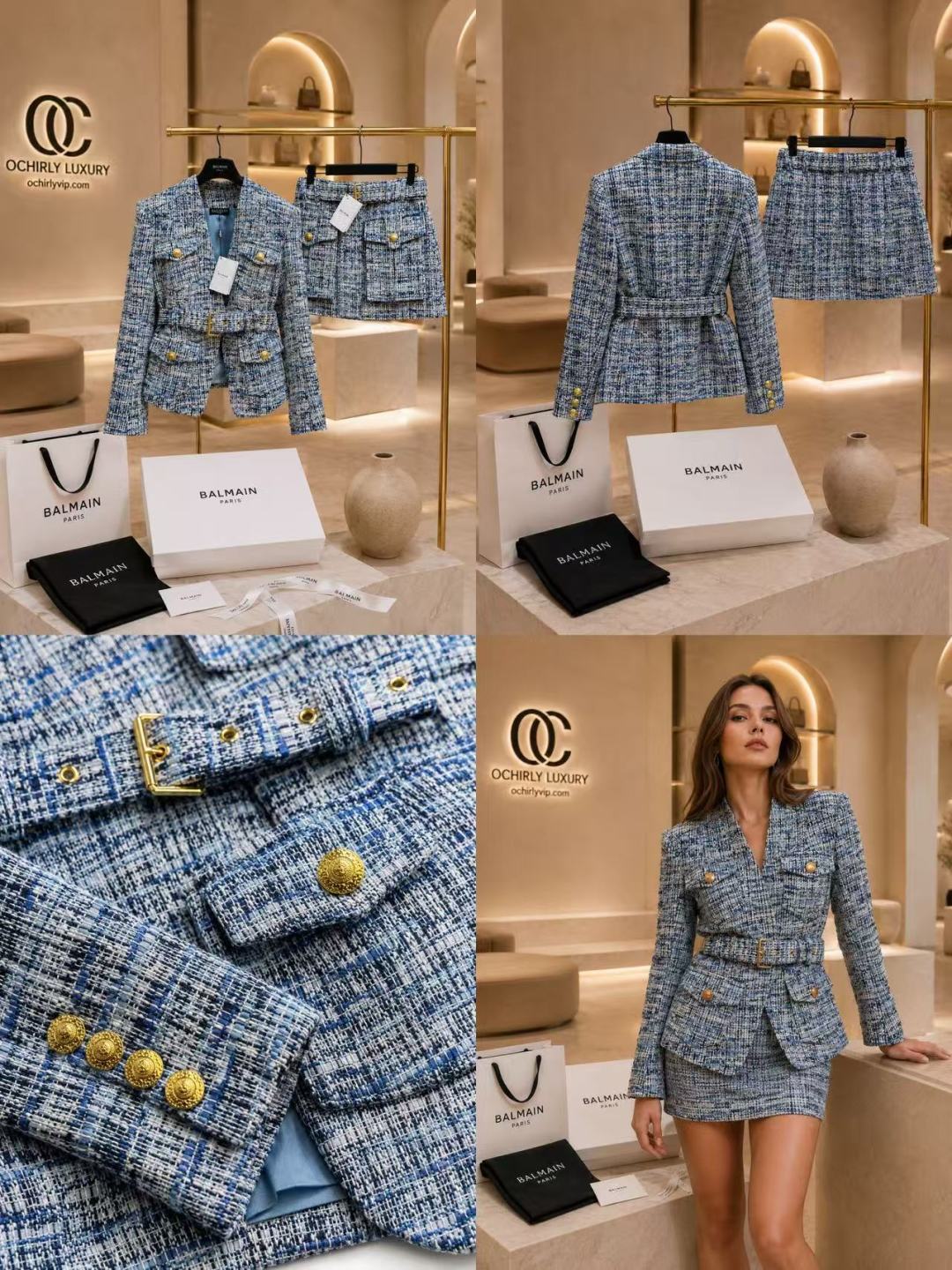 Balmain Tweed Jacket & Mini Skirt Set