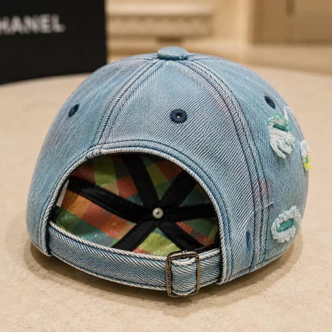 Chanel Distressed Denim Baseball Cap