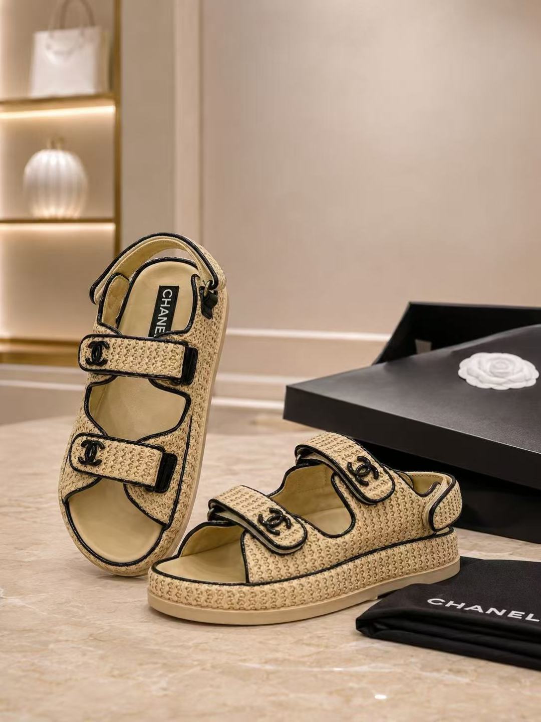 Chanel Woven Strap Sandals