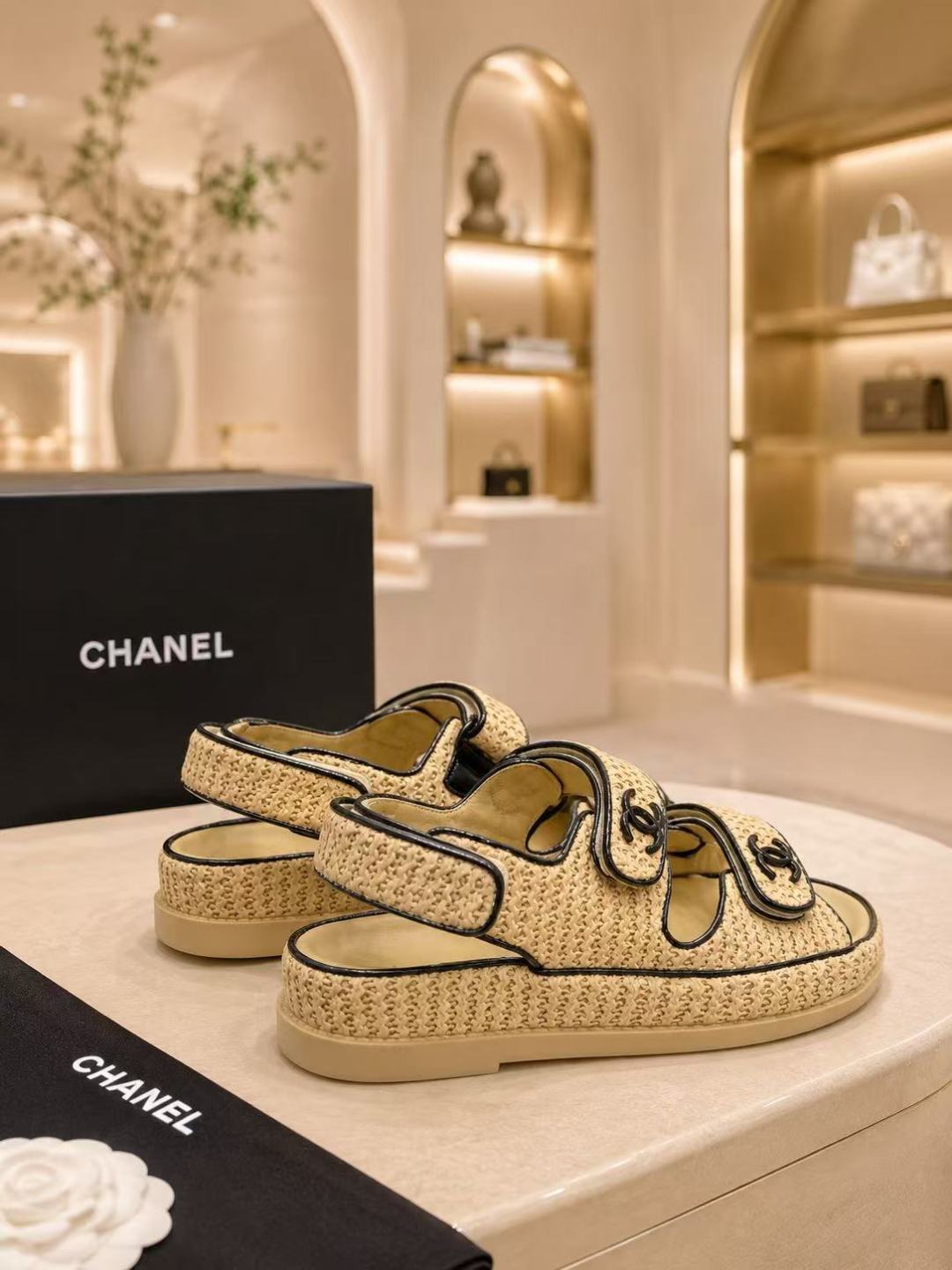 Chanel Woven Strap Sandals
