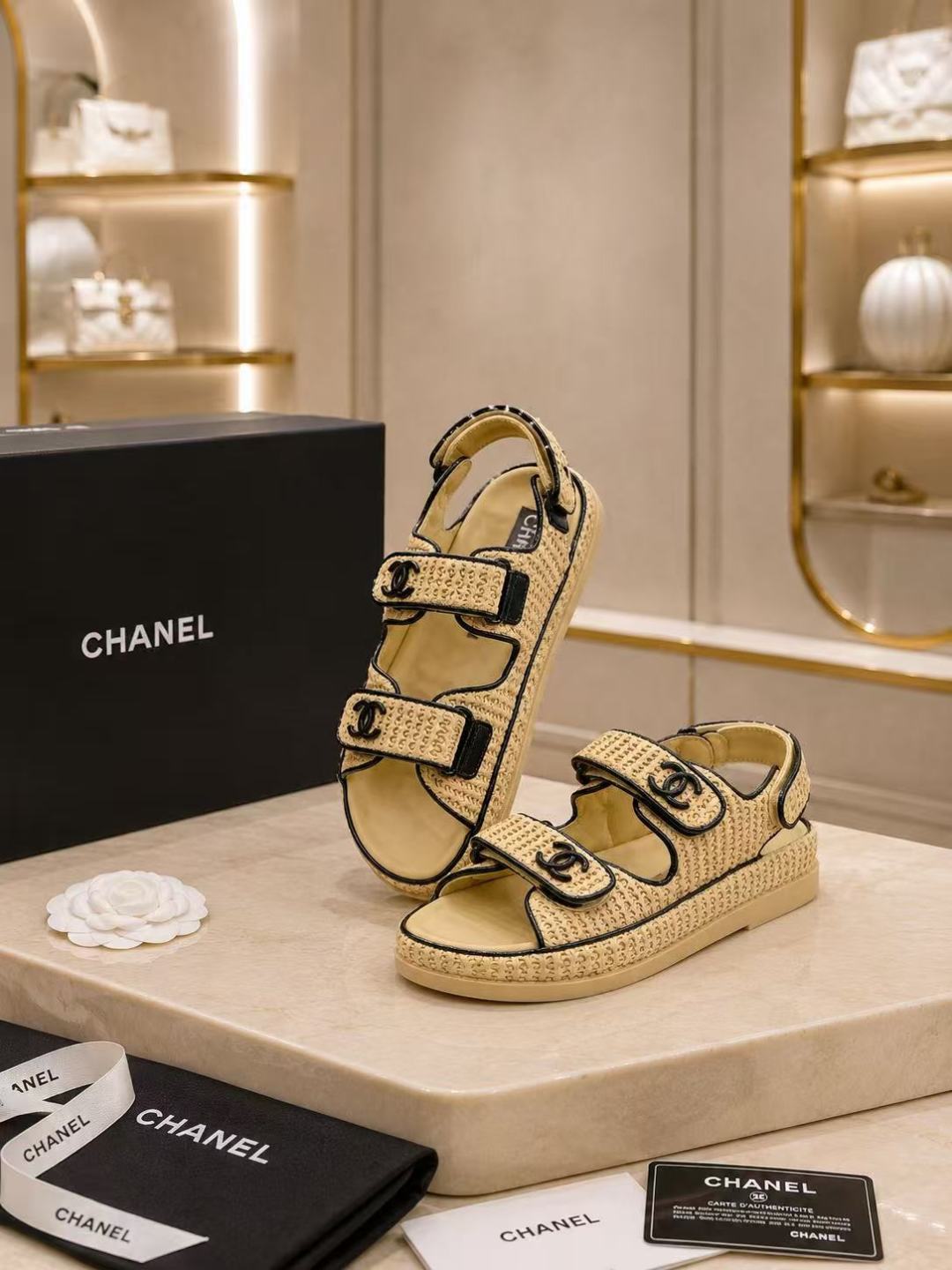 Chanel Woven Strap Sandals
