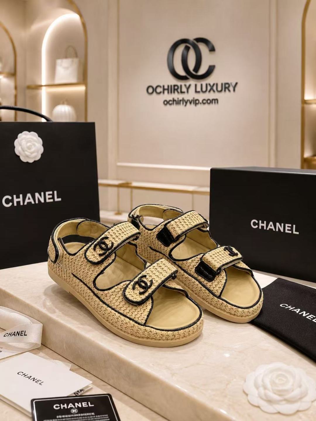 Chanel Woven Strap Sandals