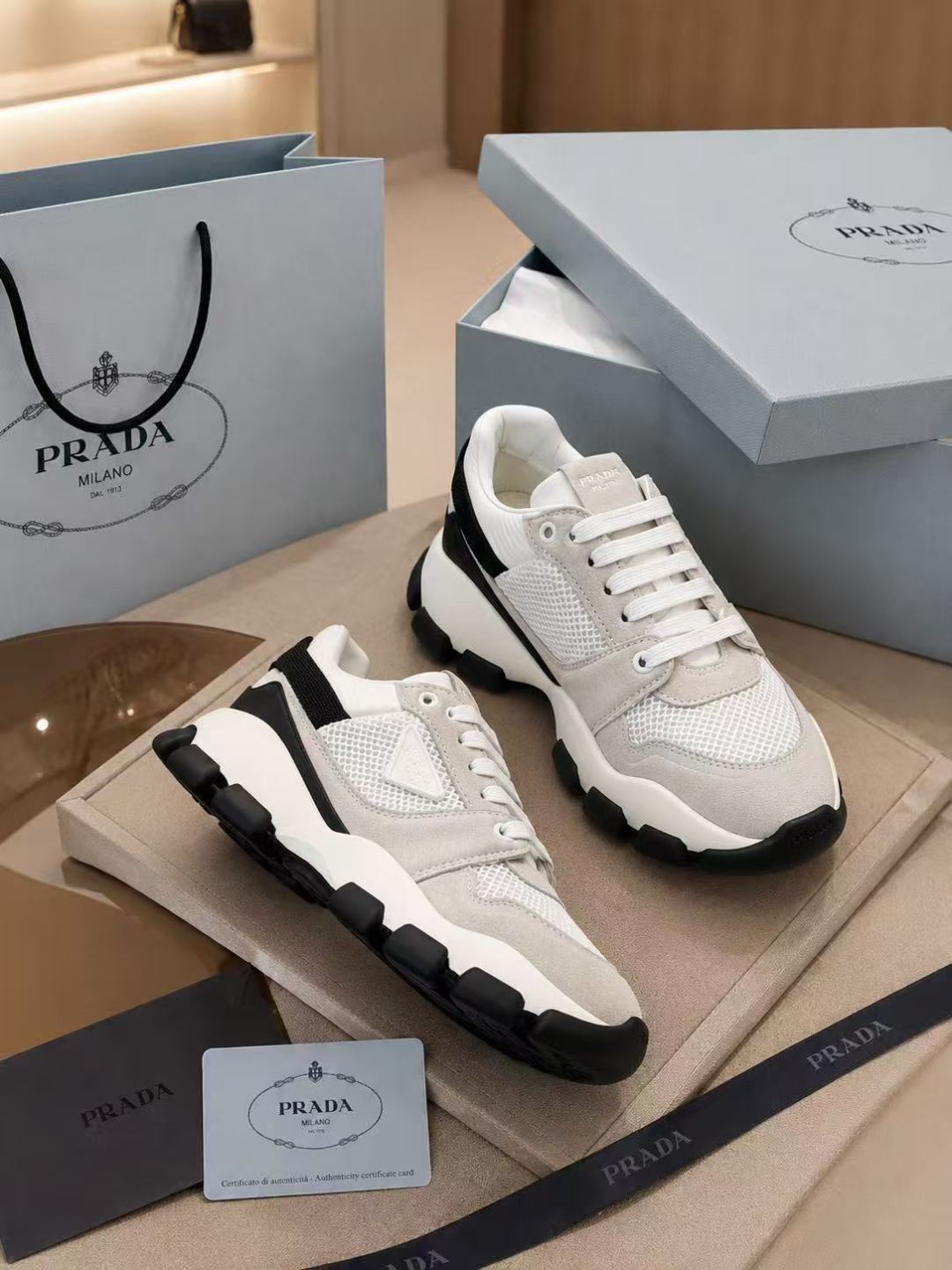 Prada Mesh Platform Sneakers