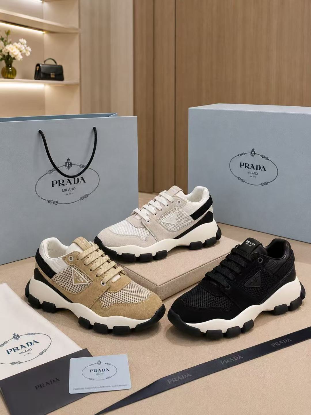 Prada Mesh Platform Sneakers
