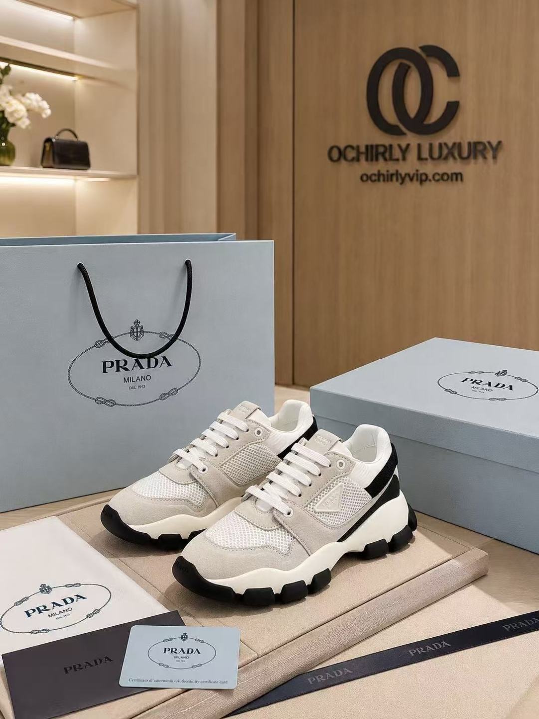 Prada Mesh Platform Sneakers