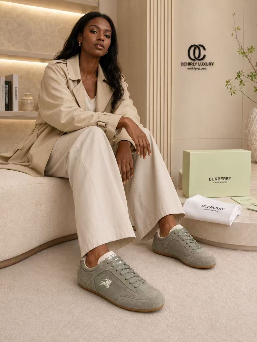 Burberry Suede Low-top Sneakers
