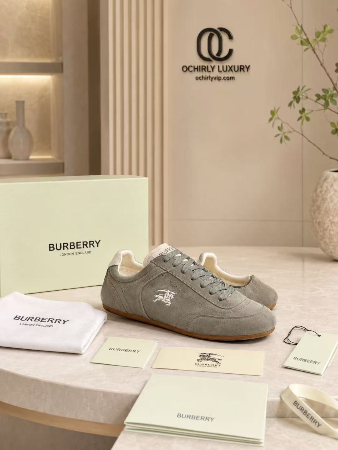 Burberry Suede Low-top Sneakers