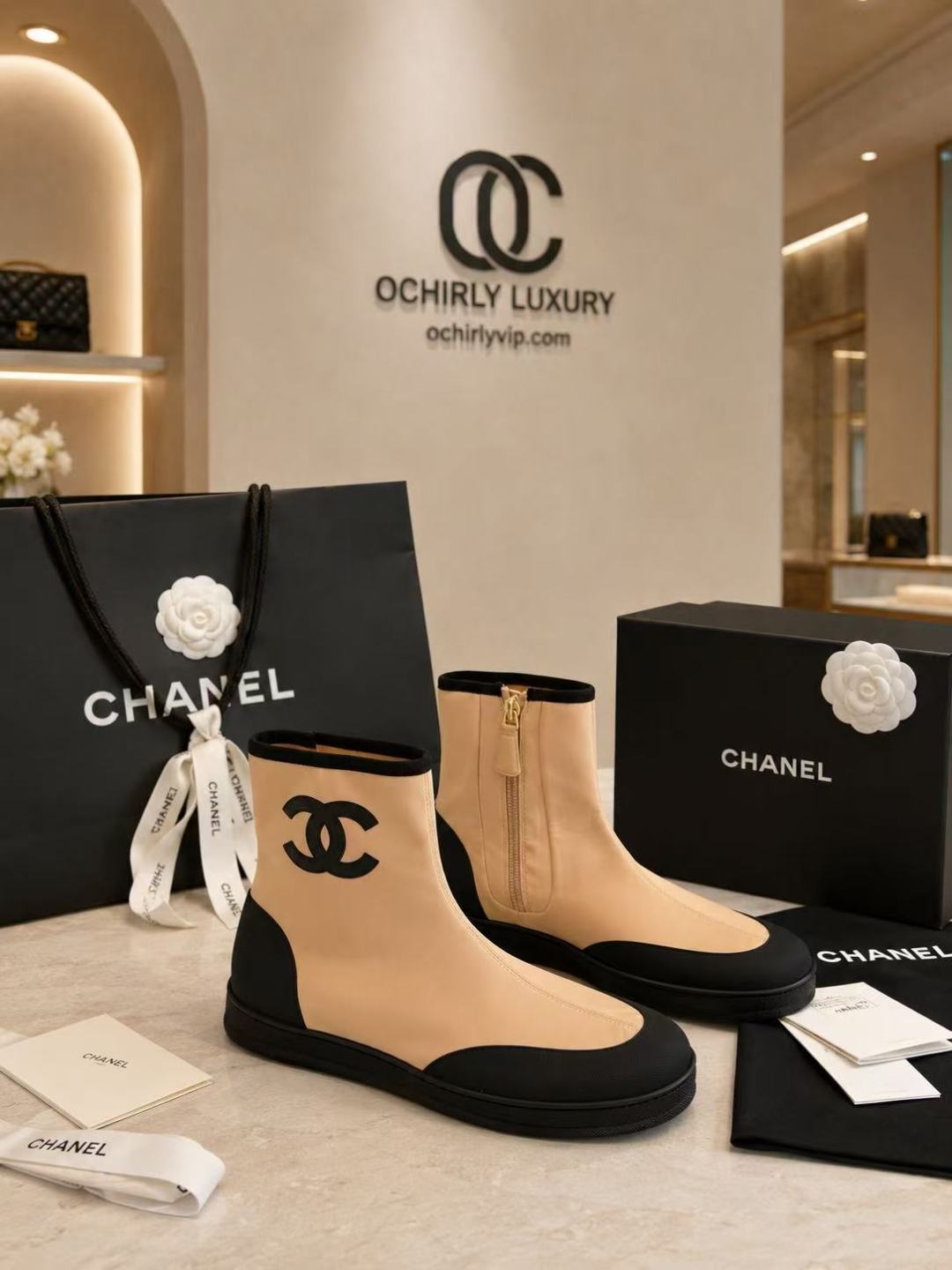 Chanel Two-tone Ankle Boots
