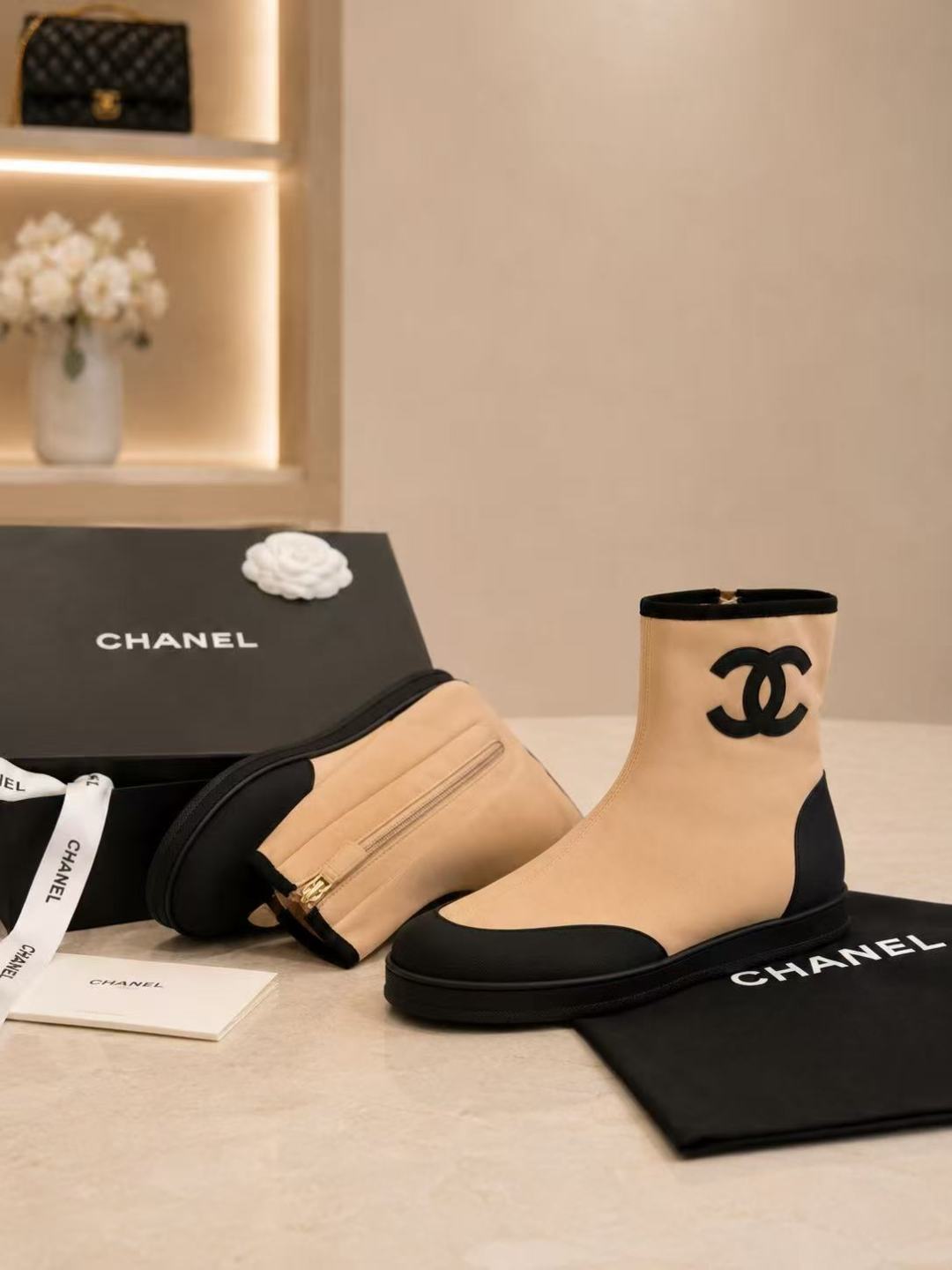 Chanel Two-tone Ankle Boots