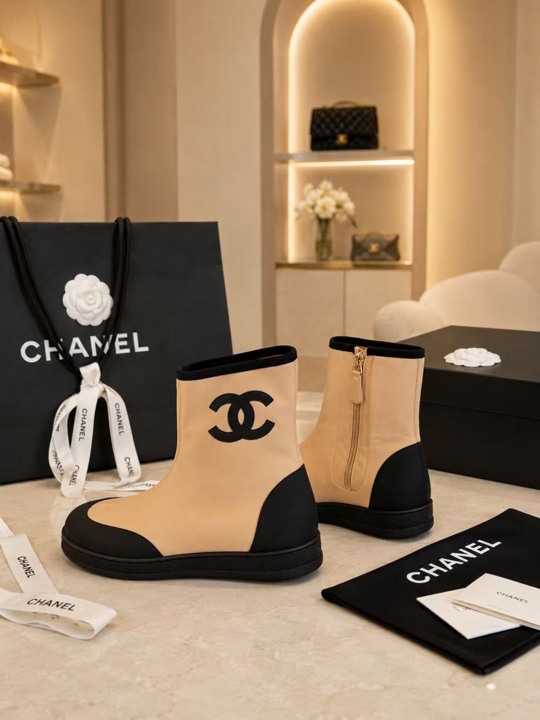 Chanel Two-tone Ankle Boots