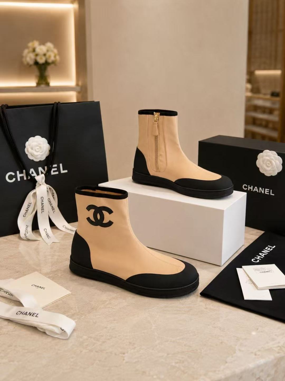 Chanel Two-tone Ankle Boots