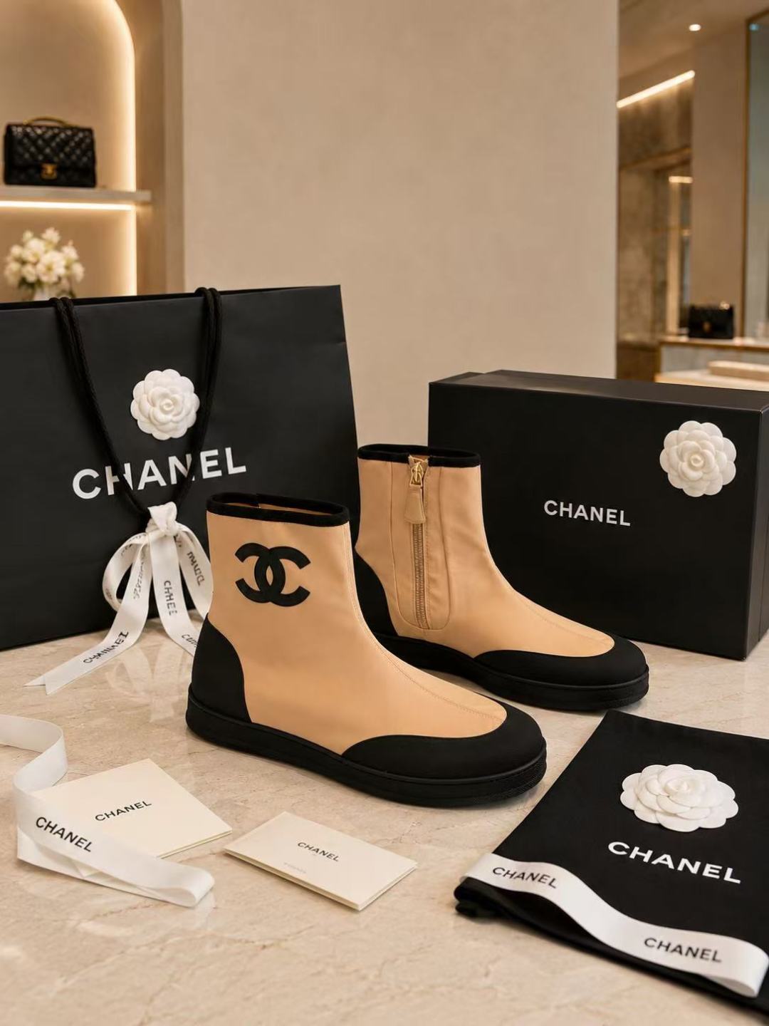 Chanel Two-tone Ankle Boots